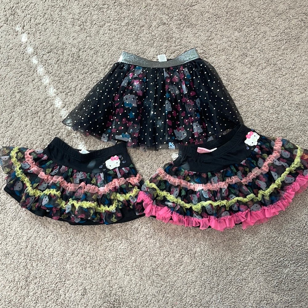 Three Sanrio tutu skirts, size 4-5